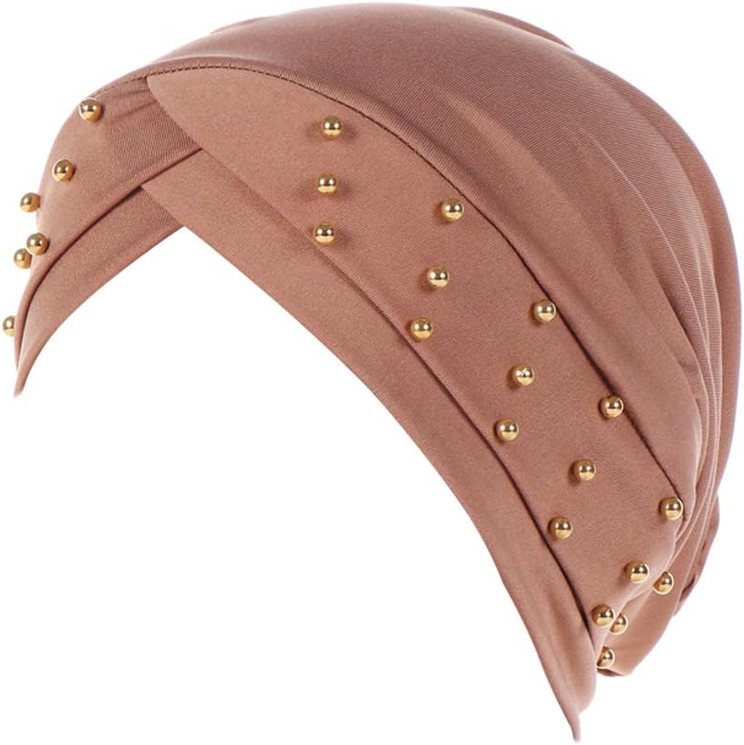 Fxhixiy Gorro sedoso con cuentas para mujer, turbante preatado para...