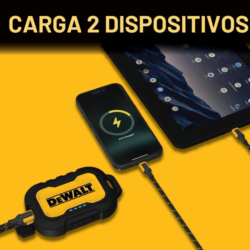 DEWALT Cargador portátil resistente, banco de energía, sitio de tra...