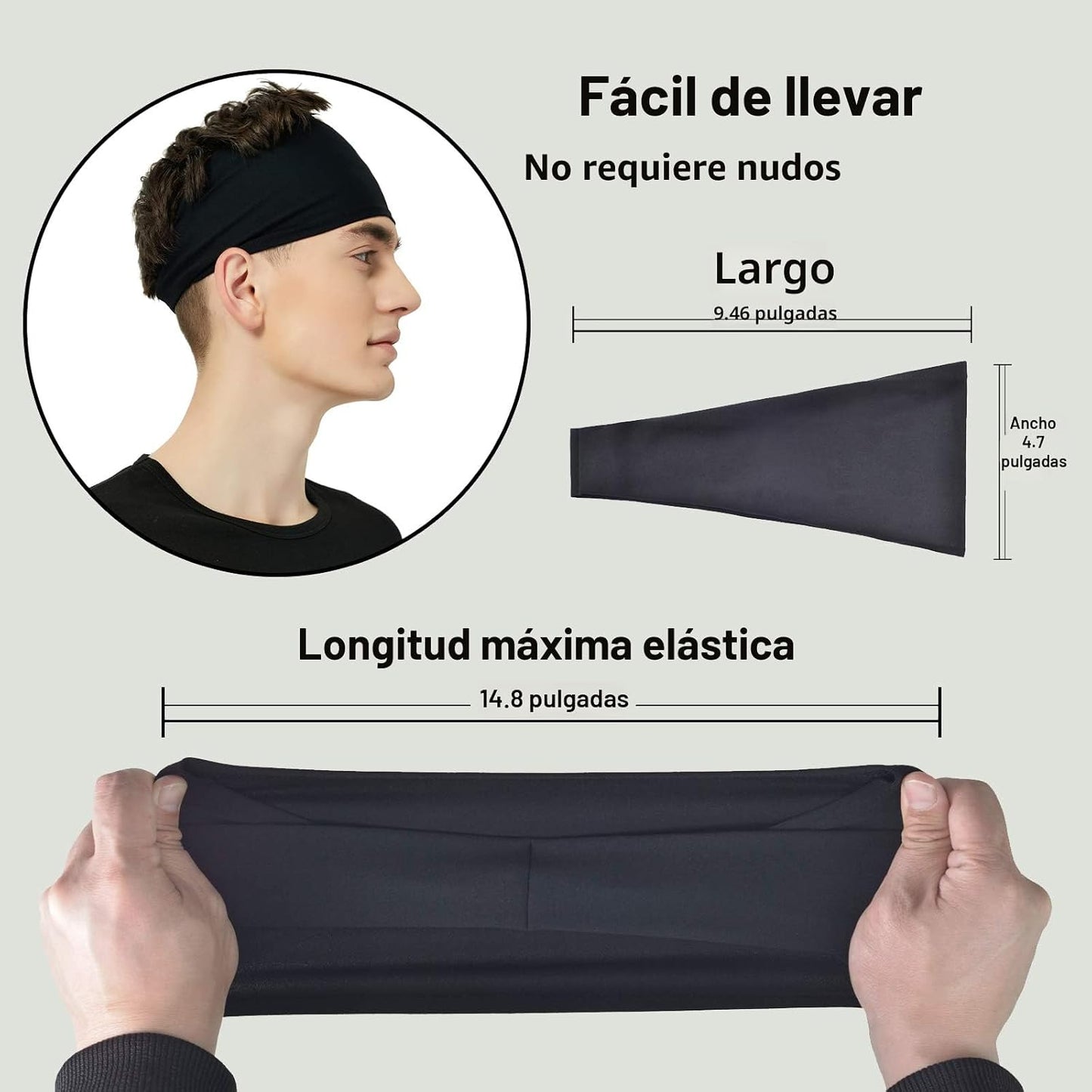Pilamor Diademas deportivas para hombres (paquete de 5), diadema de...