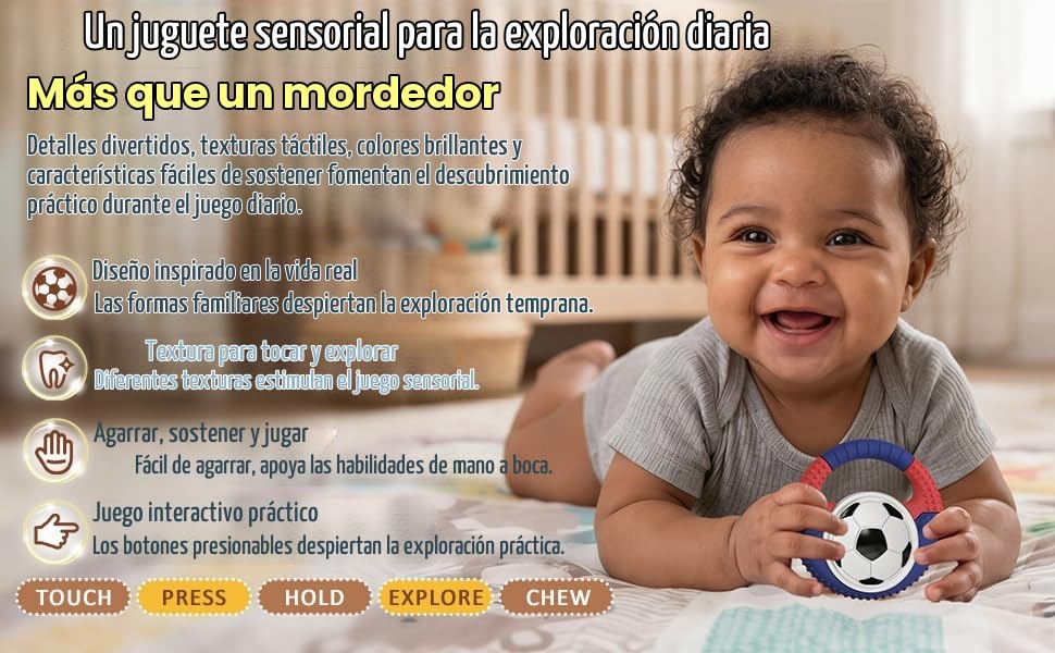 Juguetes de dentición de silicona para bebés con temática de fútbol...