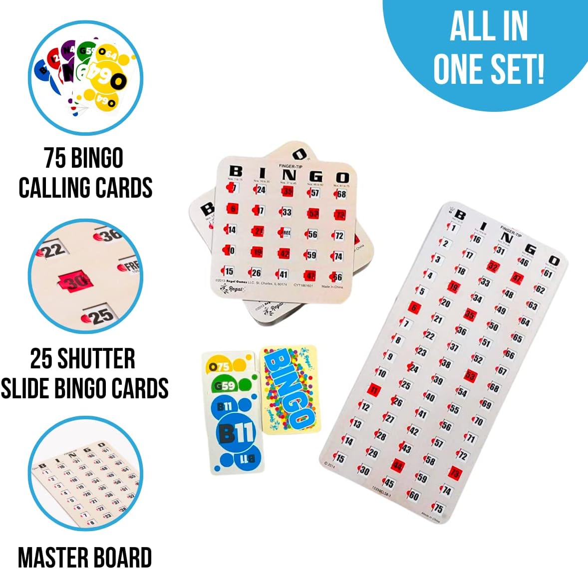 Regal Bingo - Juego de 25 tarjetas de bingo con ventanas deslizante...