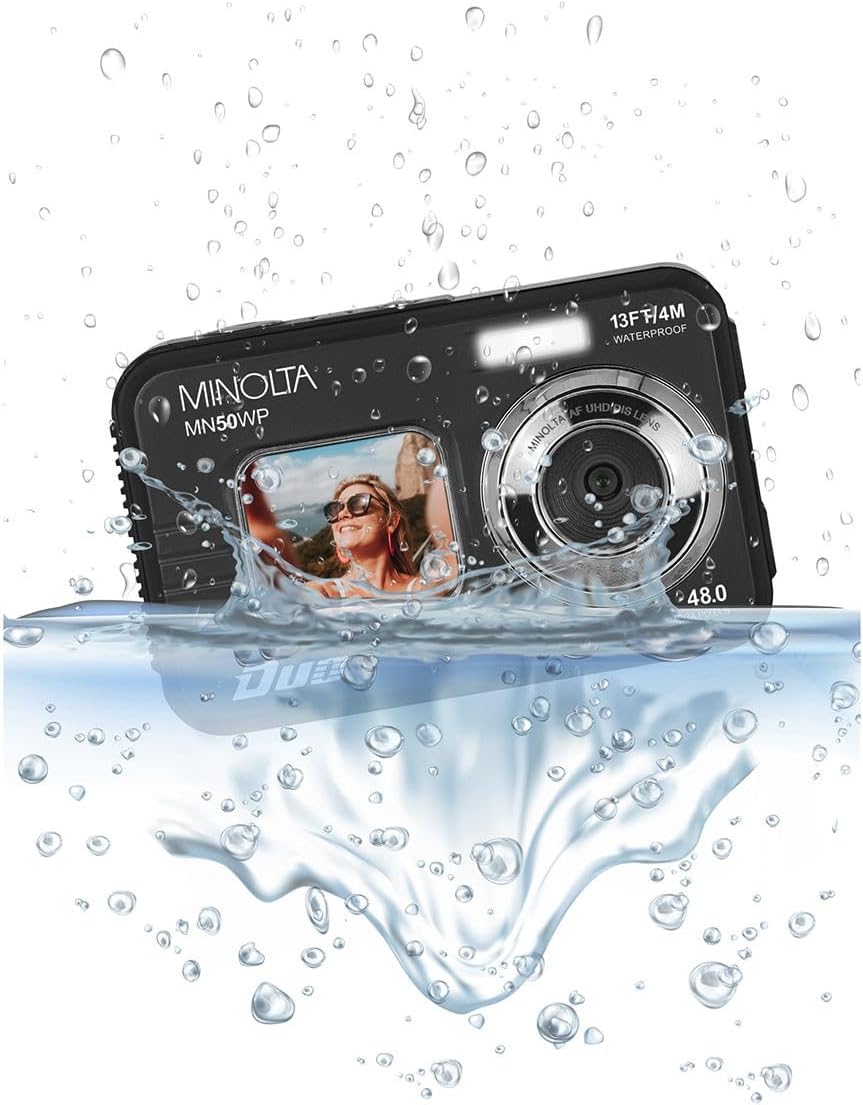 Minolta Cámara digital subacuática de 48 MP: video Ultra HD 5K, enf...