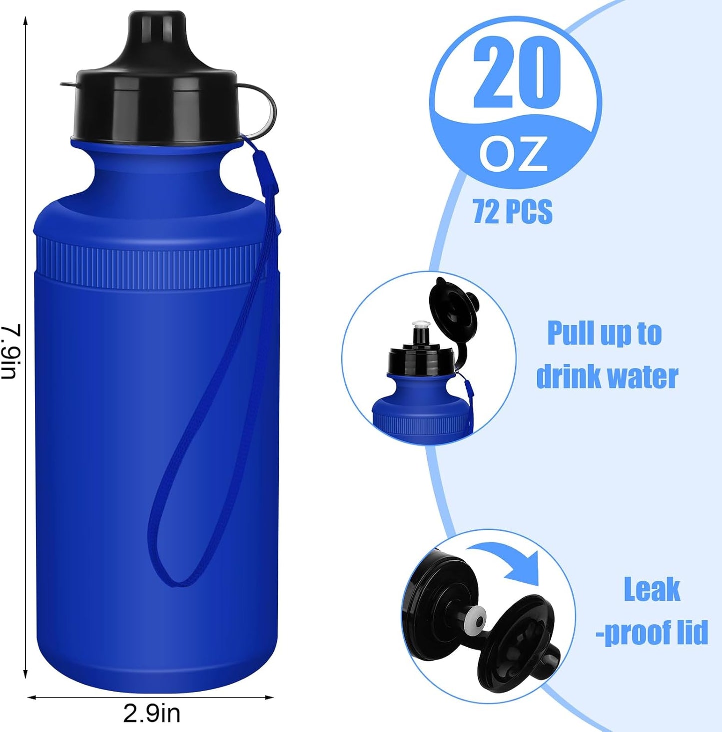 Ziliny 72 botellas de agua deportivas a granel de 20 onzas, botella...