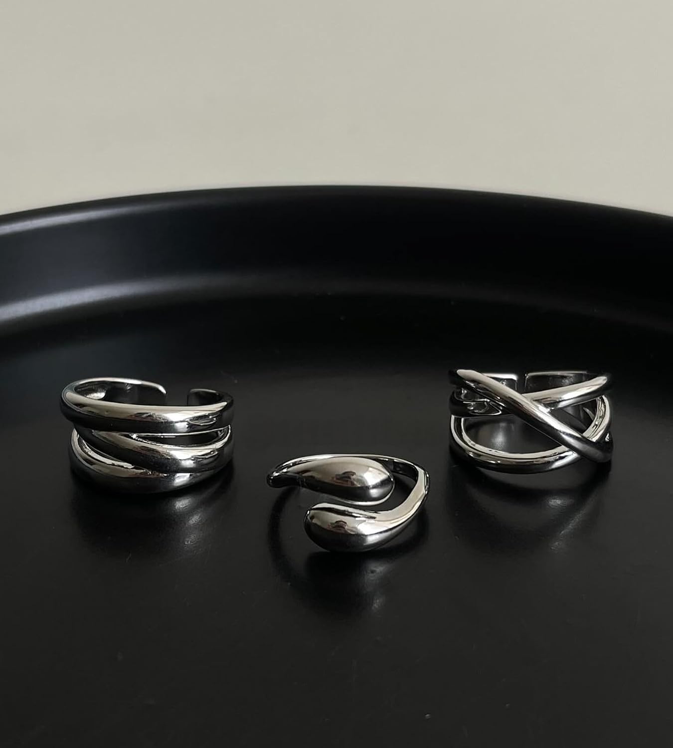 YEEZII Anillos Gruesos de Oro para Mujer Sin Deslustre, Anillo de P...