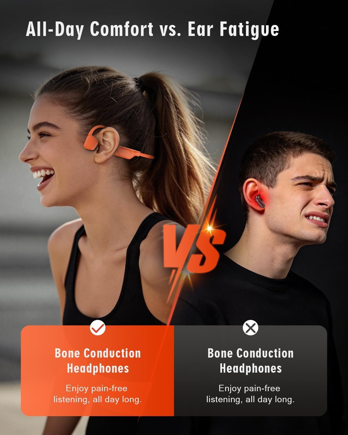 Arciea Auriculares de conducción ósea, auriculares Bluetooth 6.0 de...