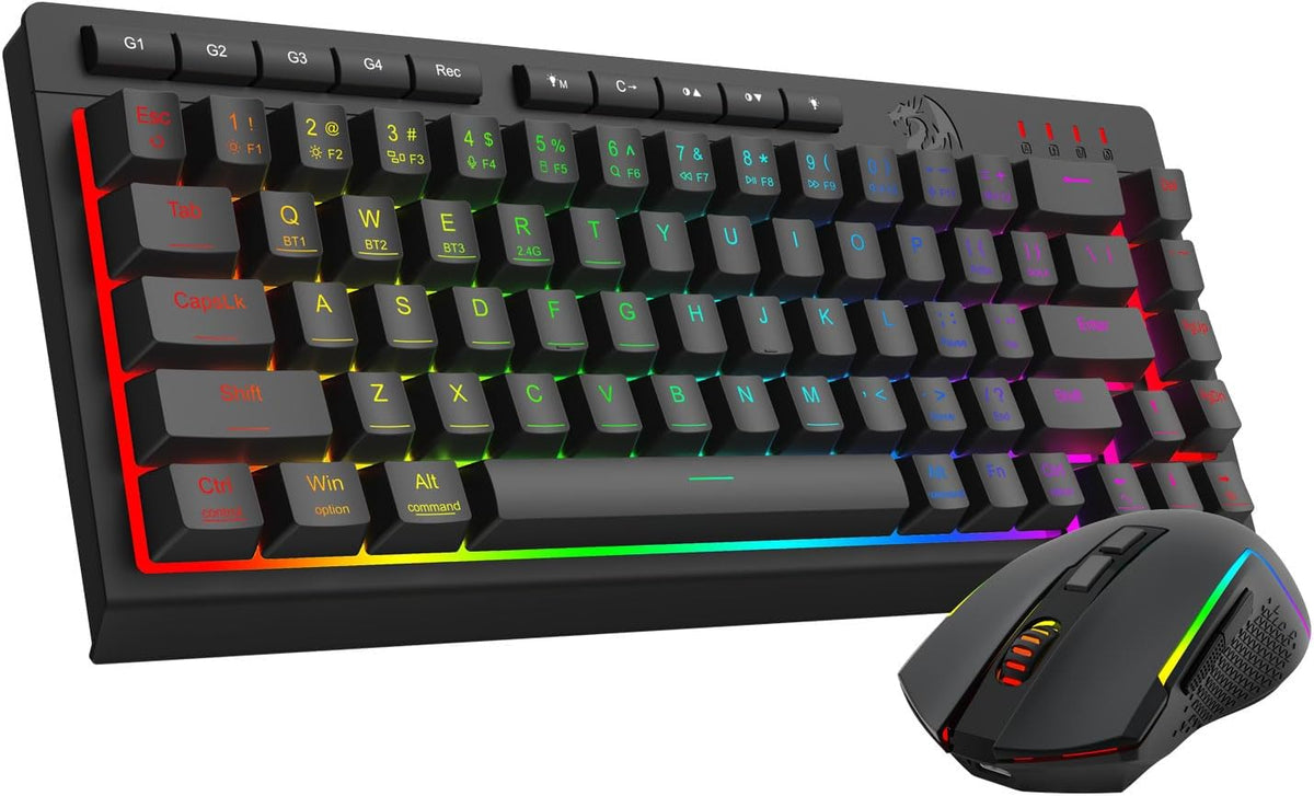 Redragon Combo de teclado y mouse inalámbricos para juegos, Bluetoo...