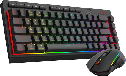 Redragon Combo de teclado y mouse inalámbricos para juegos, Bluetoo...