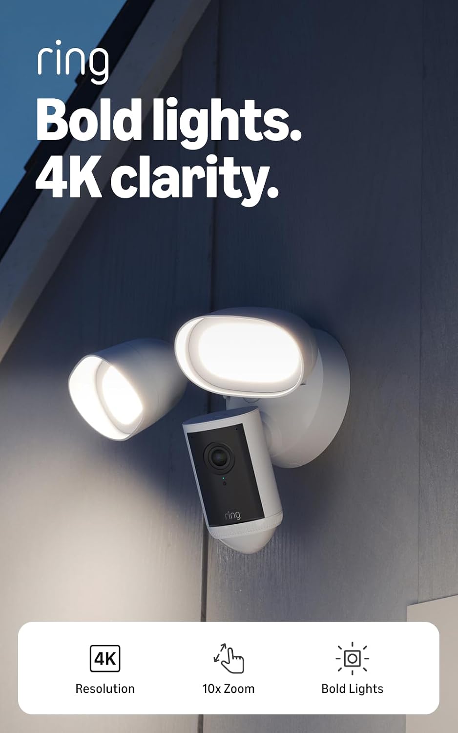 Cámara con reflector 4K Ring Pro cableada (último modelo): video Re...