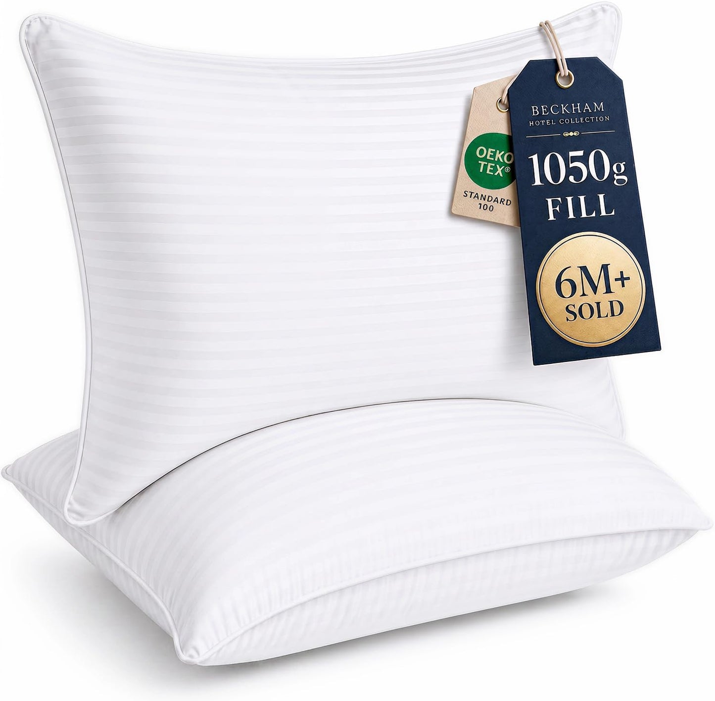 Colección de hotel Beckham Juego de 2 almohadas de cama tamaño está...