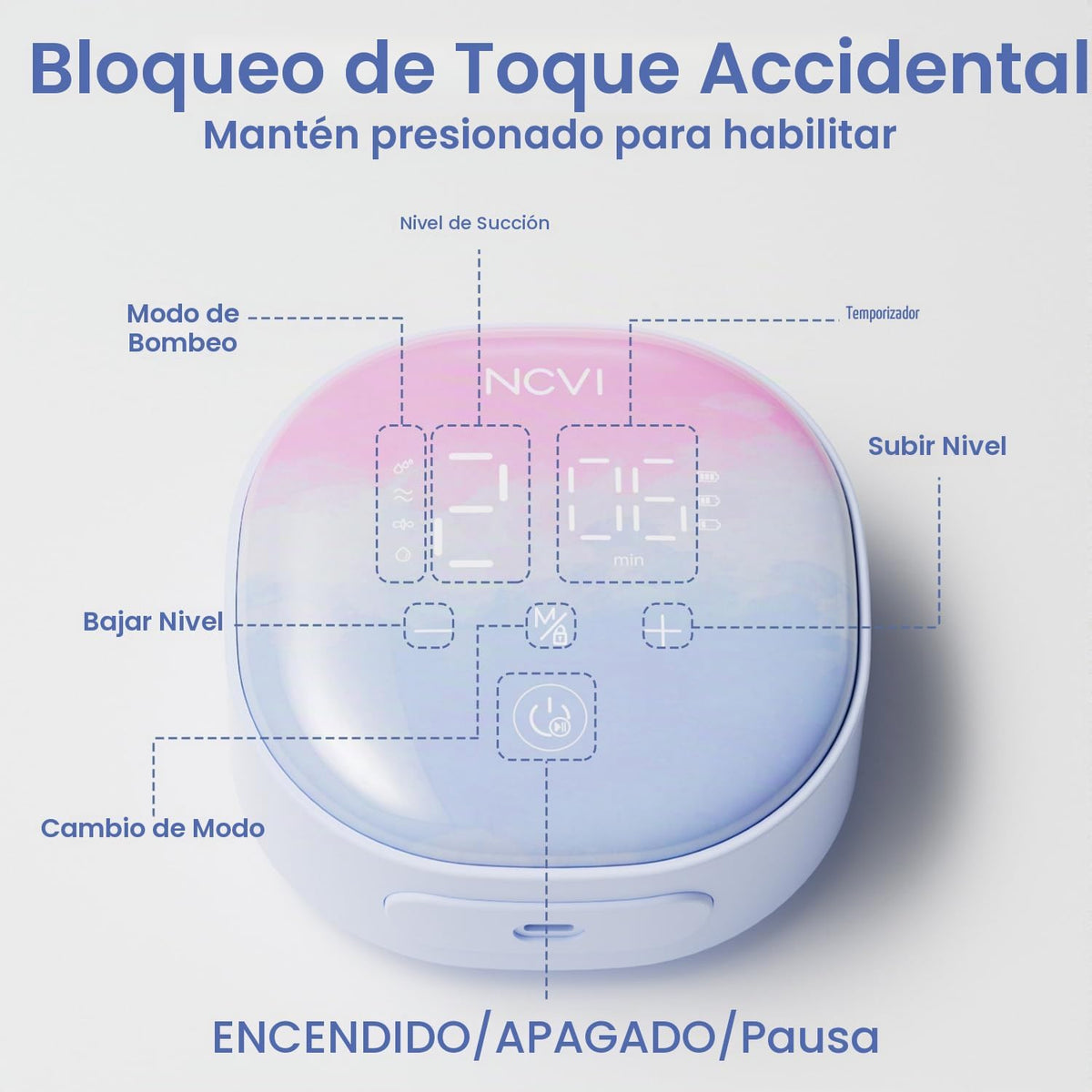 Extractor de leche eléctrico doble NCVI, 4 modos 9 niveles, succión...