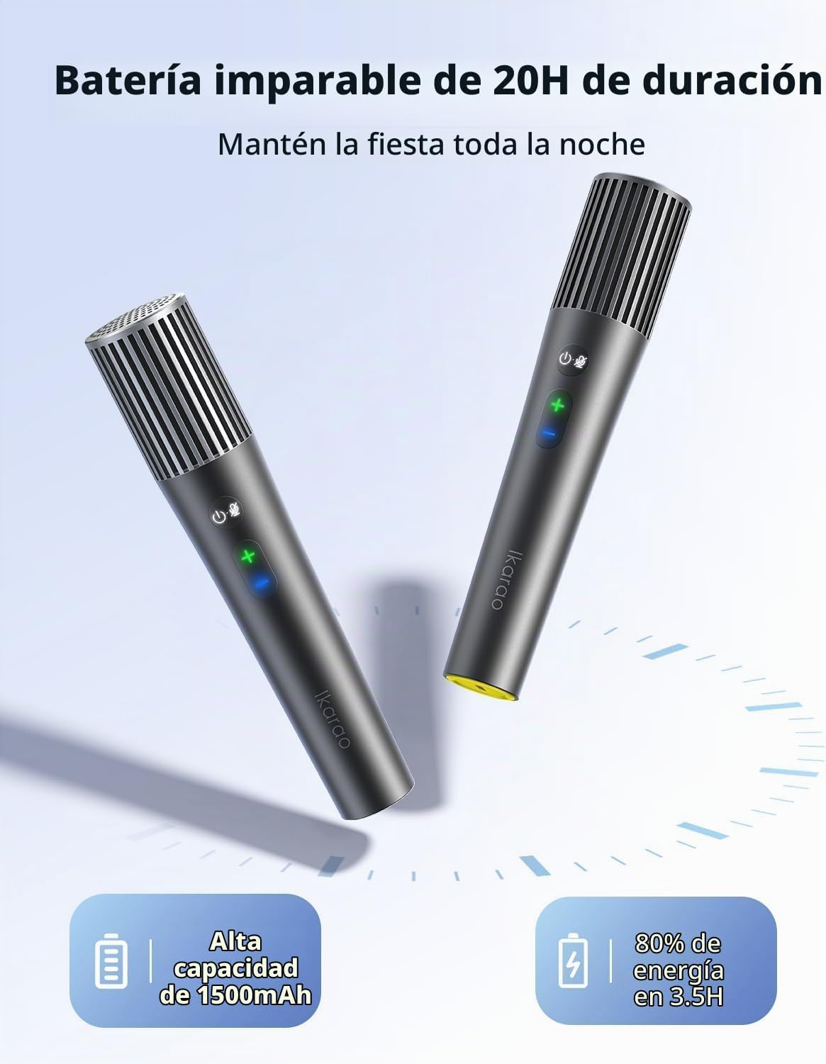 Ikarao Micrófono inalámbrico con receptor de doble canal y estuche...