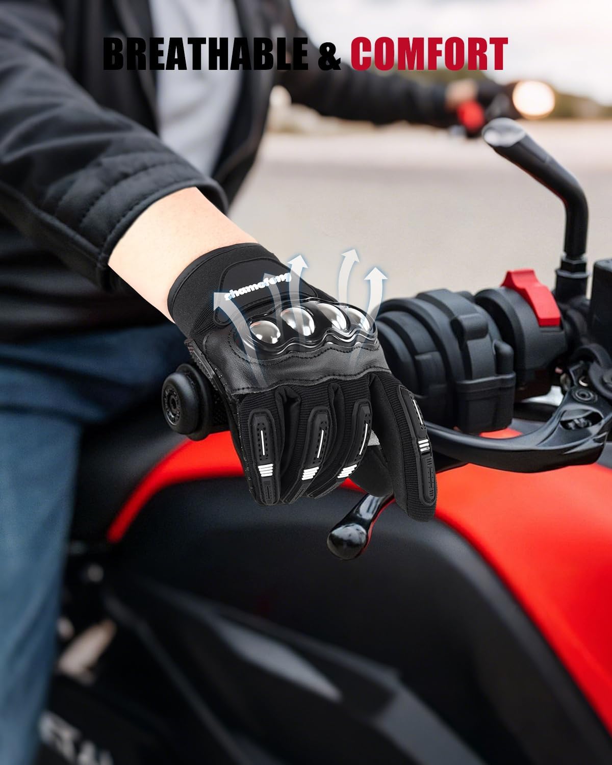 shamofeng Guantes de motocicleta con nudillos de acero aleado, para...