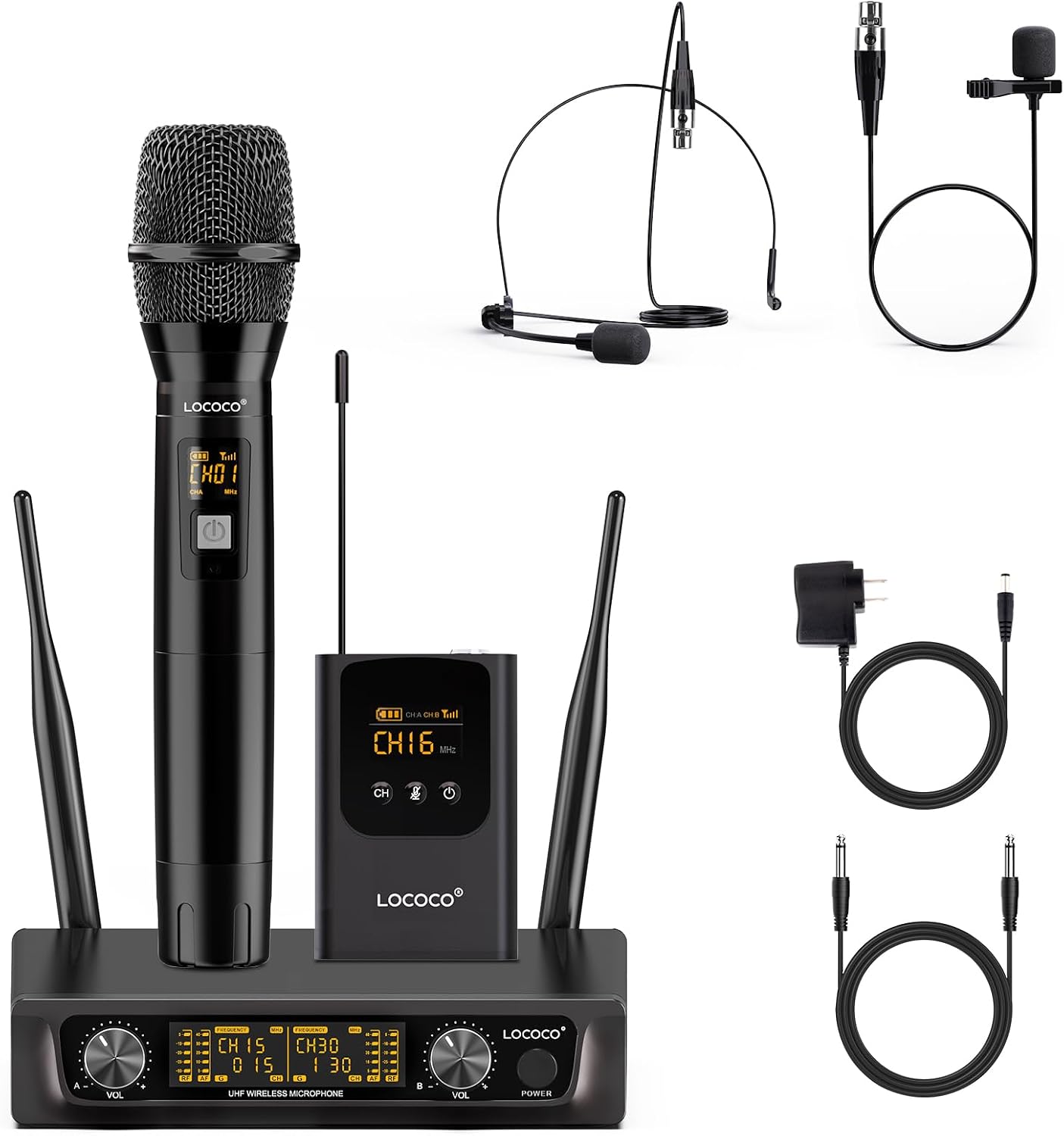 Sistema de Micrófono Inalámbrico UHF: Juego de Micrófonos de Metal...