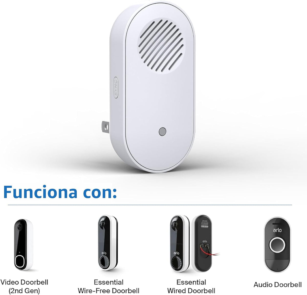 Arlo Chime 2, sirena incorporada, alertas audibles, melodías person...