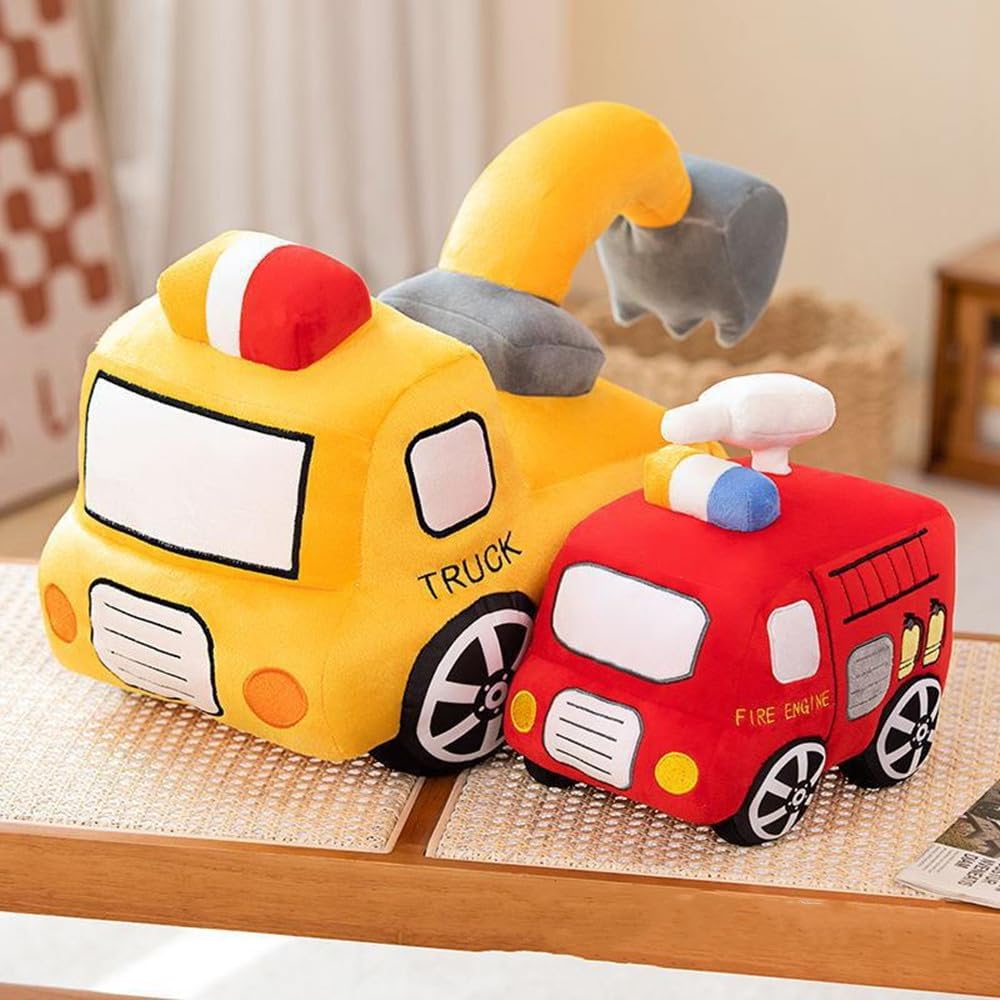 XIYUAN Cojín de peluche rojo de autobús escolar con diseño de caric...