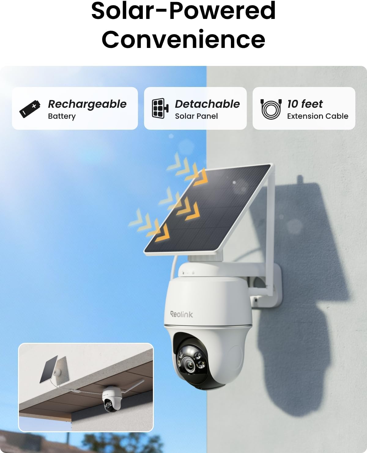 REOLINK 360° PT - Cámaras de seguridad solares inalámbricas para ex...
