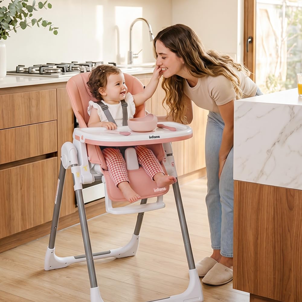 INFANS Silla alta para bebés y niños pequeños, silla alta plegable...