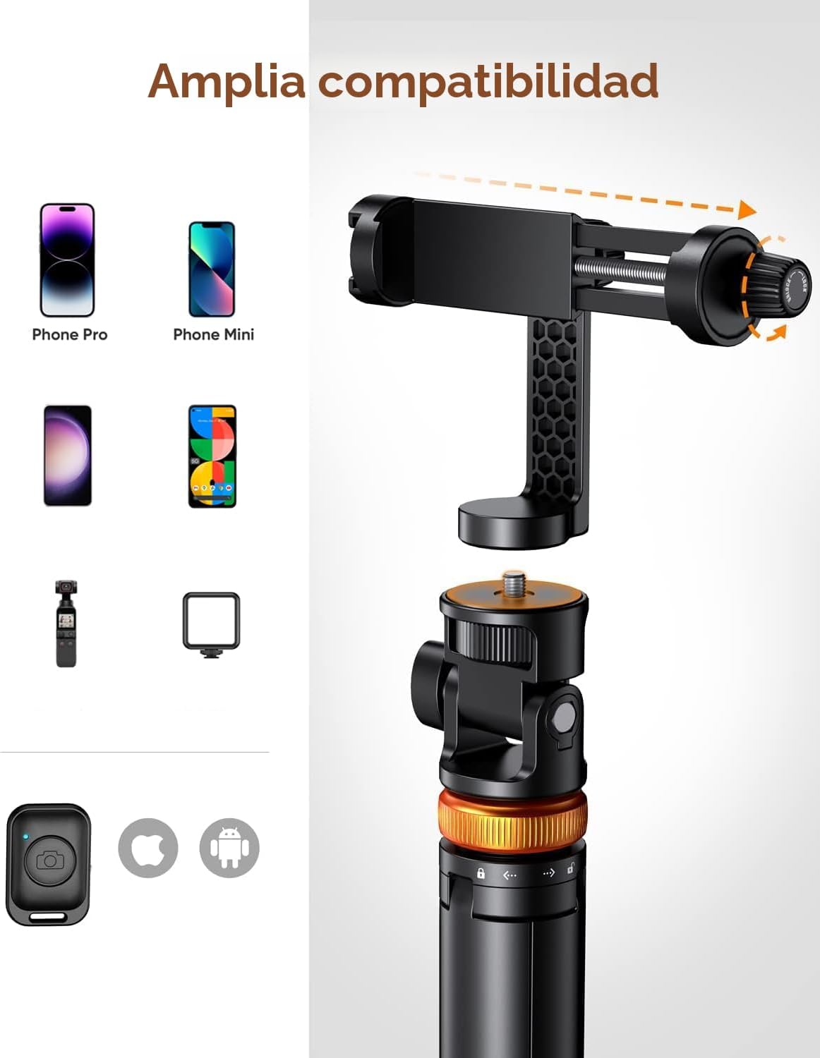 EUCOS Trípode de teléfono de 62 pulgadas, trípode para iPhone y sel...