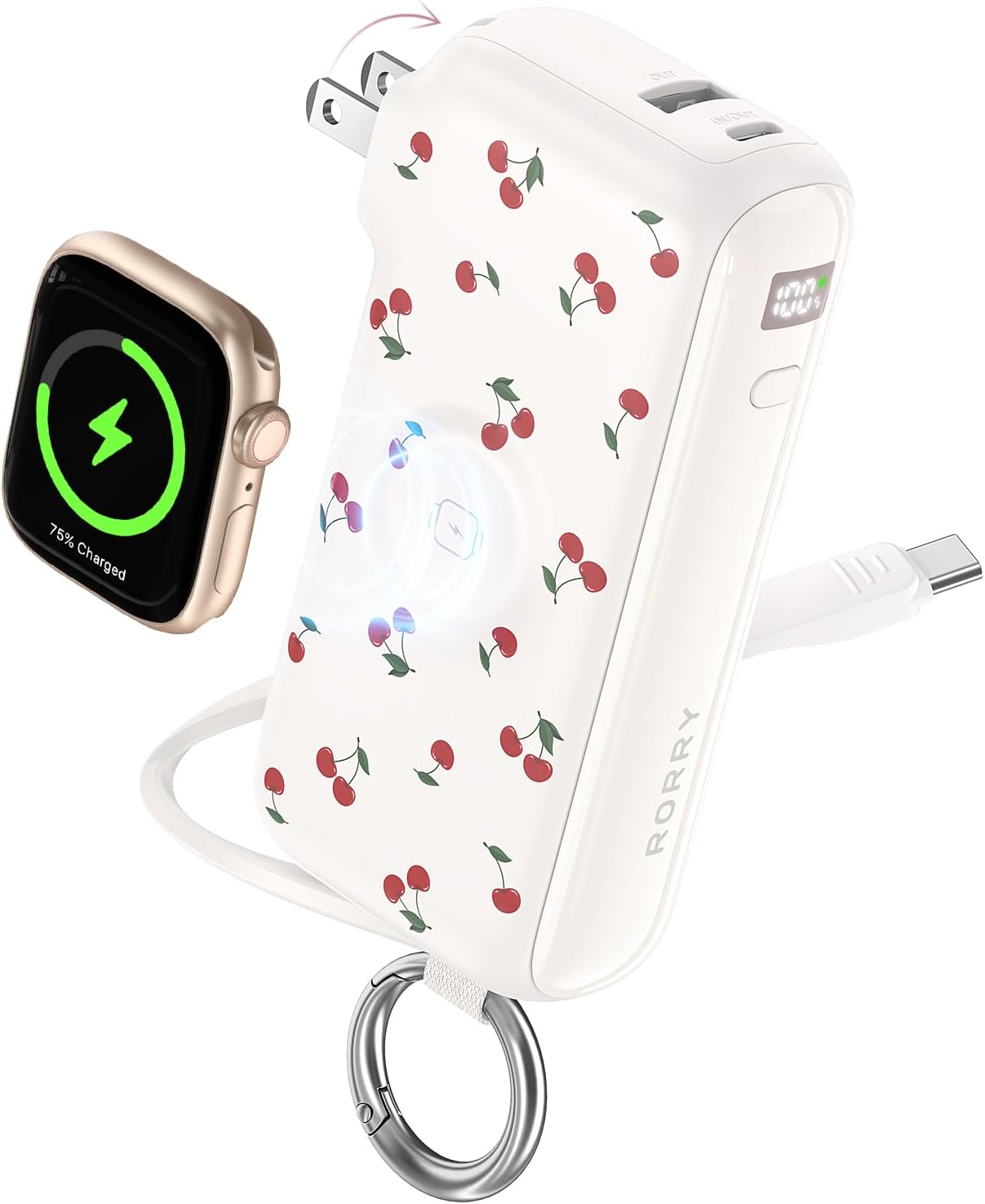 RORRY Cargador portátil de flujo 10000mAh 40W enchufe de pared Banc...