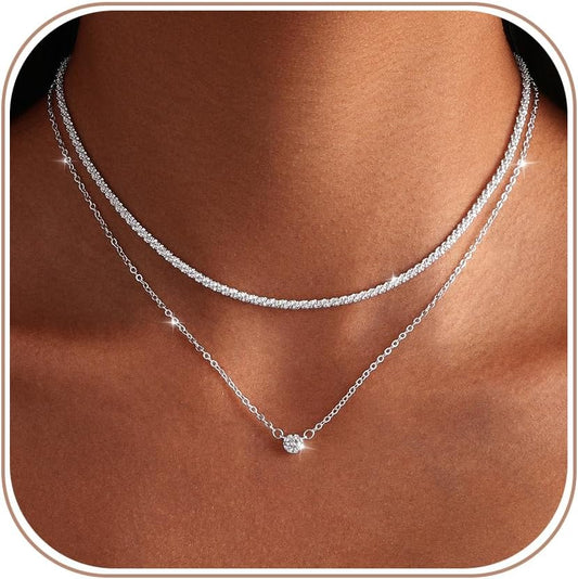 MIDEEO Collares en capas de oro para mujer, chapado en oro de 14 qu...
