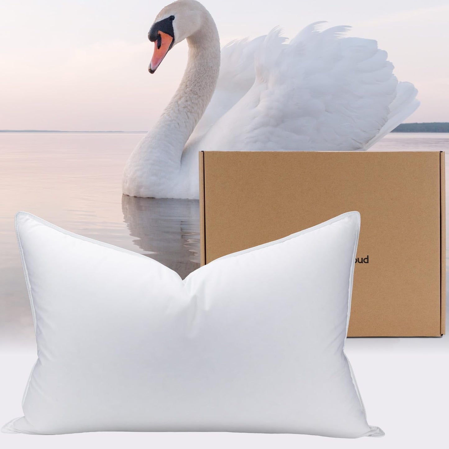PlushHavenCloud Almohada de plumón de ganso blanco, almohada de luj...