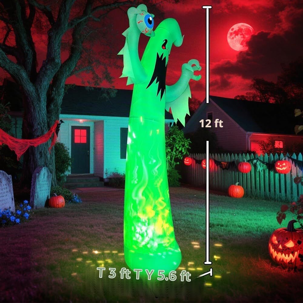 Inflables gigantes de Halloween de 12 pies, decoraciones de fantasm...