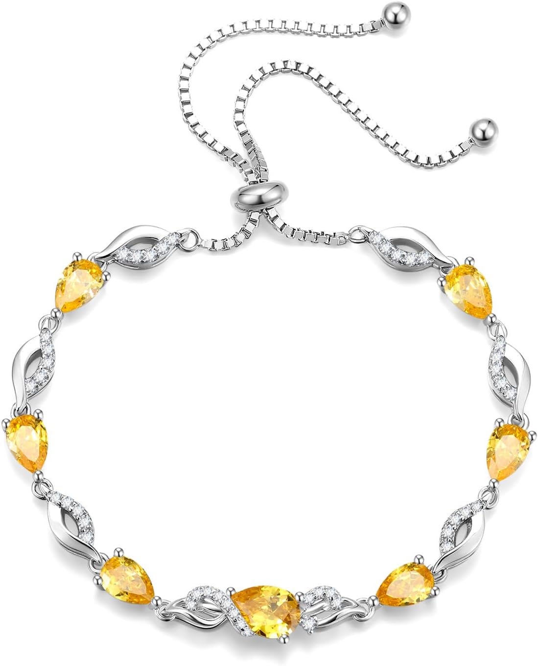 FANCIME Pulsera de piedra natal para mujer Pulsera de tenis ajustab...