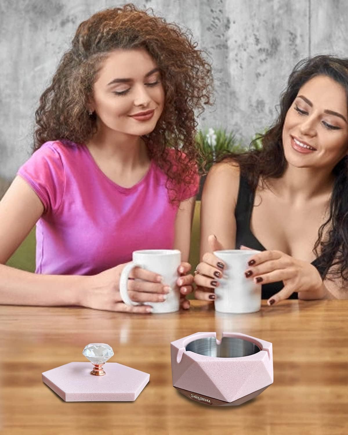J JHOUSELIFESTYLE Cenicero para hierba, bandeja de ceniza rosa para...