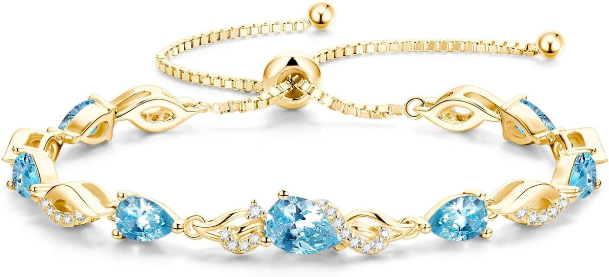 FANCIME Pulsera de tenis ajustable con piedra natal para mujer | Di...