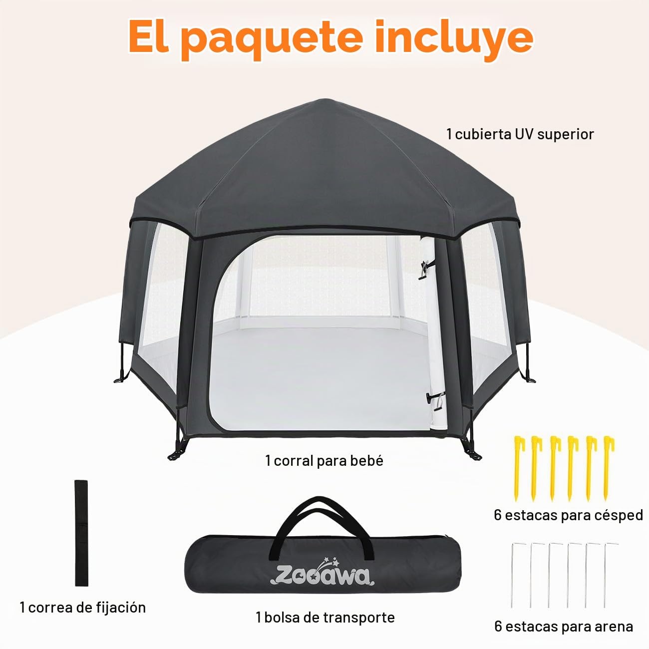 Zooawa Corralito desplegable para interiores y exteriores para bebé...