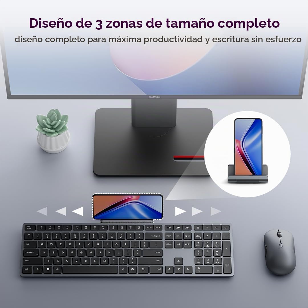 Lenovo 700 Modern Combo de teclado y mouse inalámbricos, dongle de...