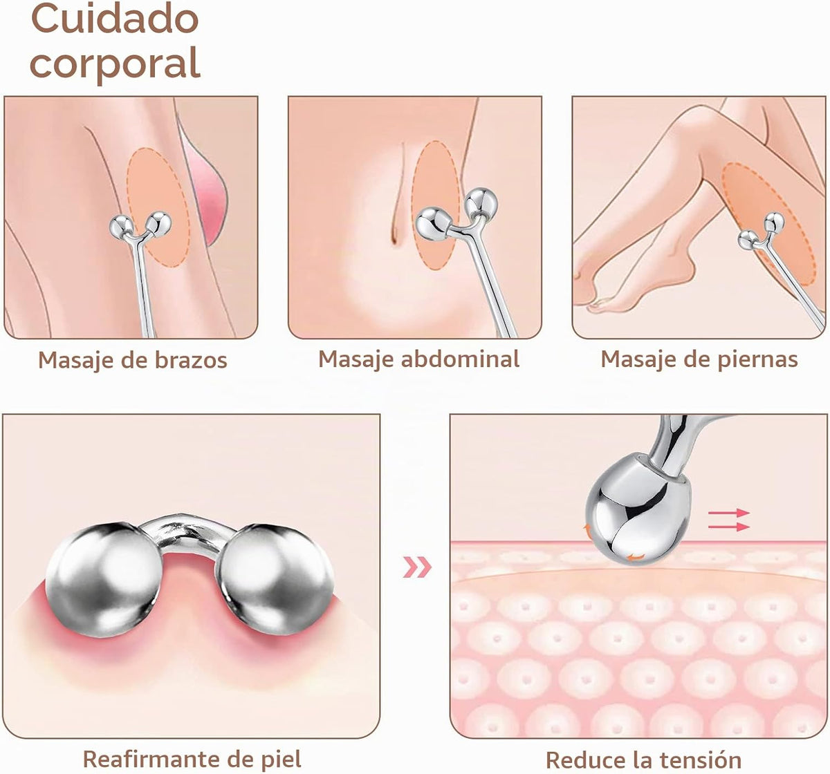 Tekson Masajeador facial del rodillo, herramienta GuaSha del masaje...