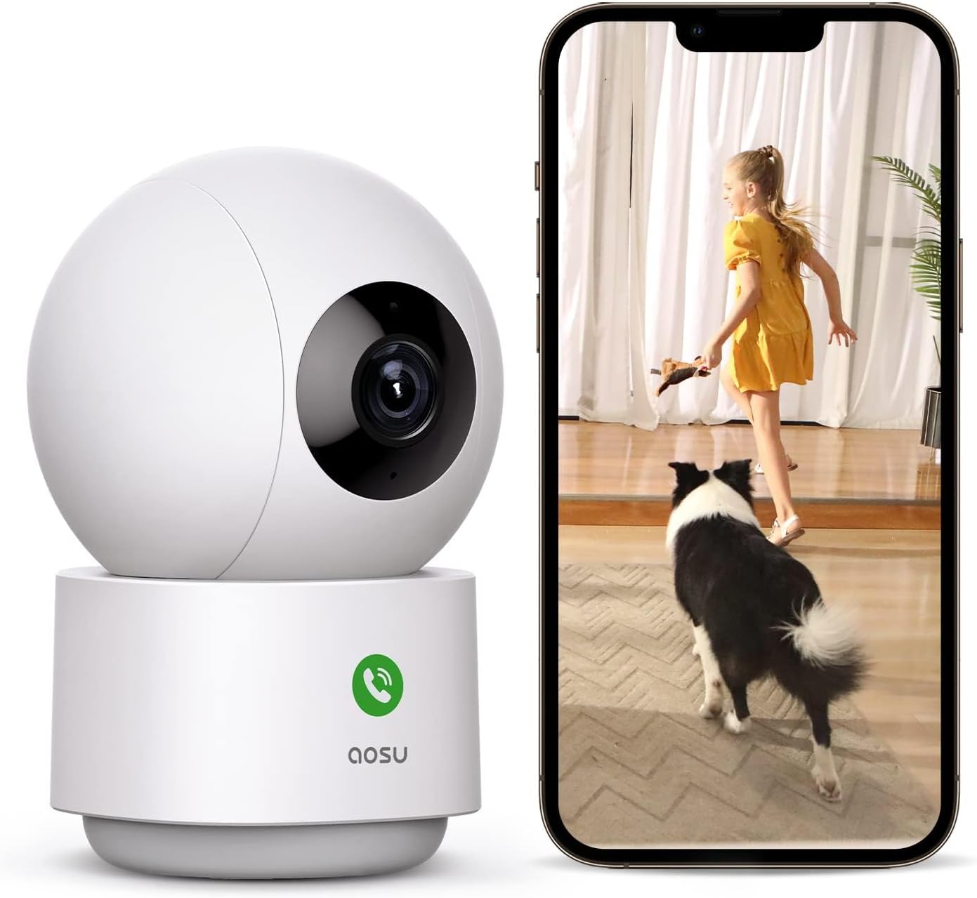 aosu Cámara de seguridad 2K para interiores, monitor de bebé, cámar...