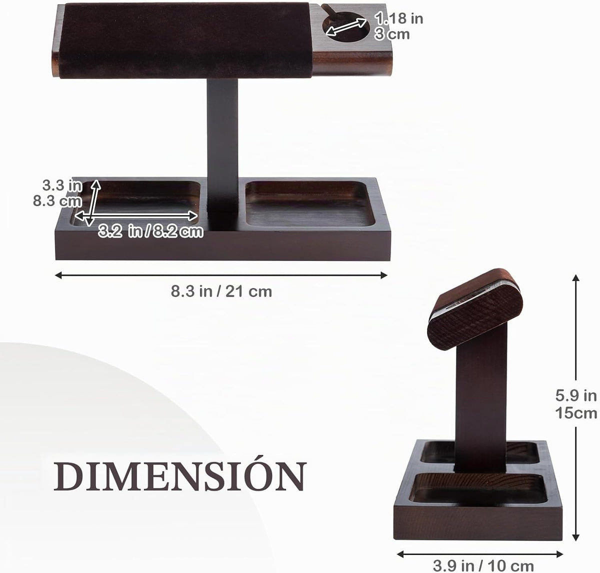 ProCase Soporte de exhibición de reloj de madera para hombres, torr...