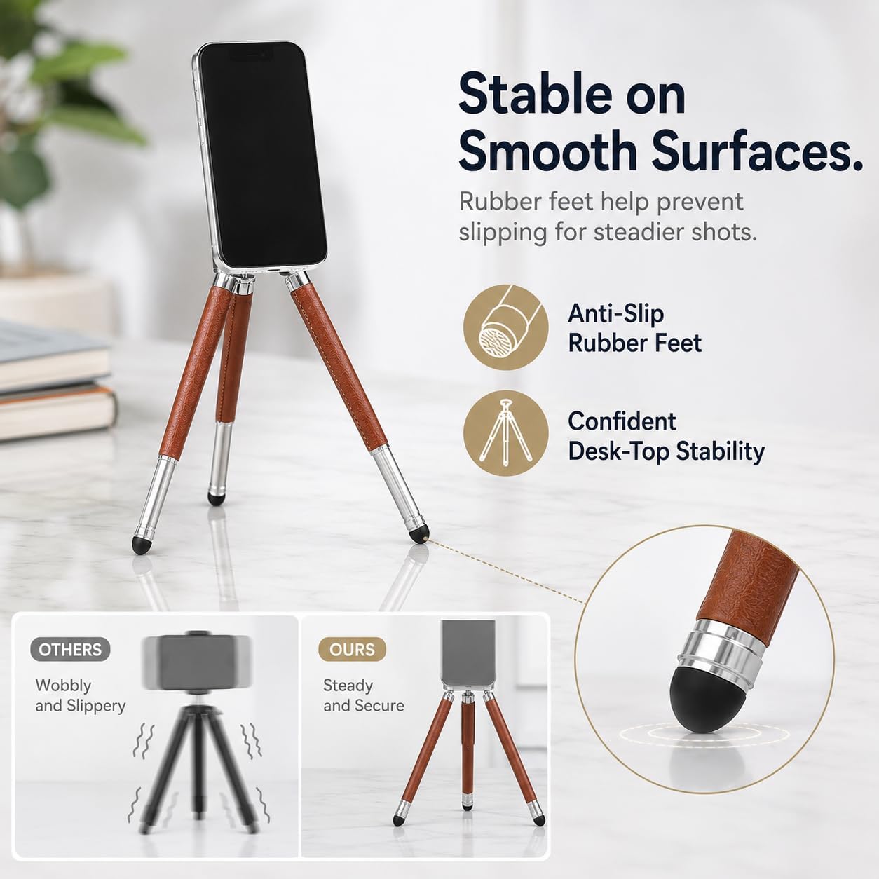 HARLOWE Trípode para teléfono MagSafe, soporte plegable de mesa par...