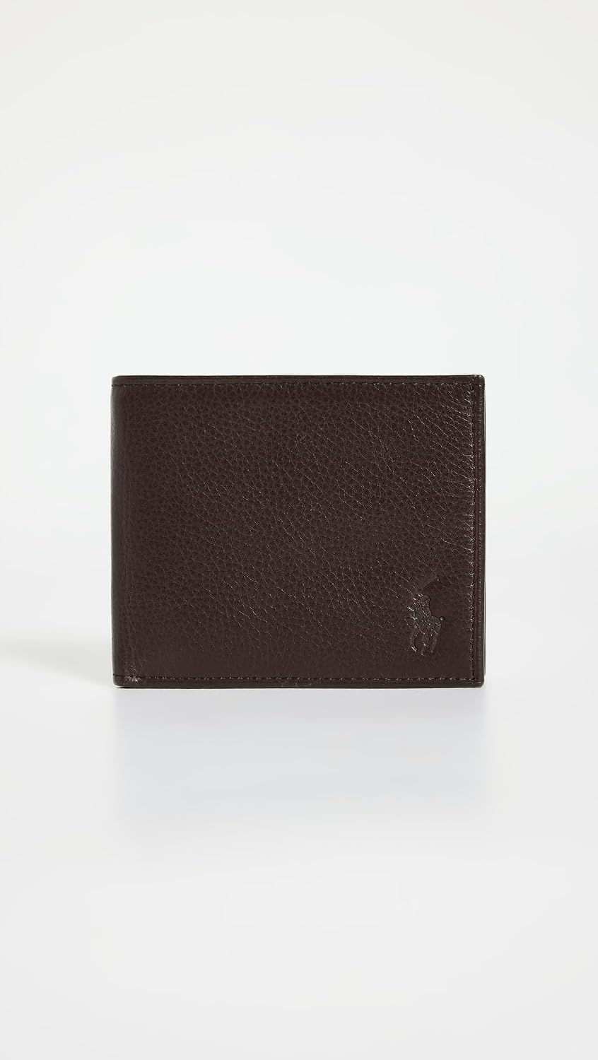 Polo Ralph Lauren Billetera de cuero con guijarros para hombre, mar...