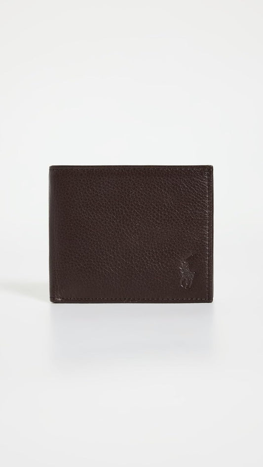 Polo Ralph Lauren Billetera de cuero con guijarros para hombre, mar...