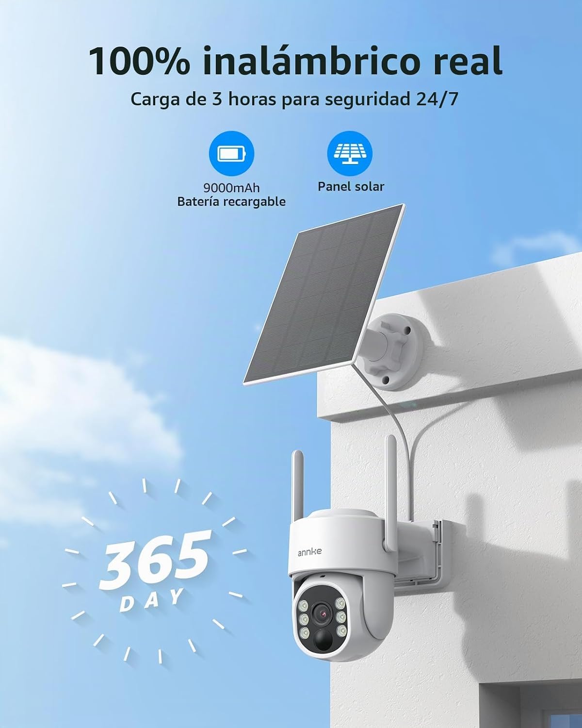 ANNKE Cámara de seguridad solar inalámbrica al aire libre, cámara 2...