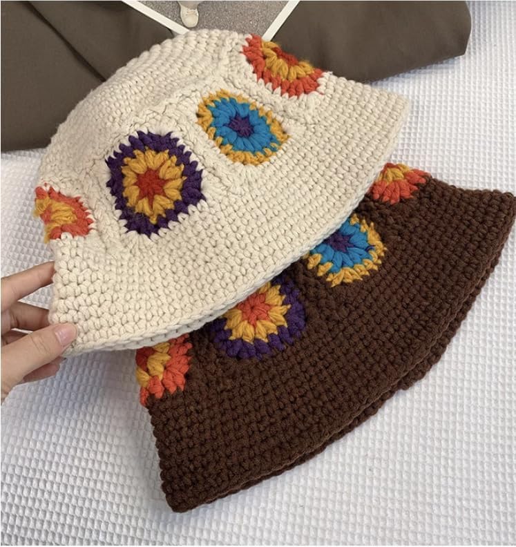 HCBLWY Sombrero de pescador de ganchillo hecho a mano, plegable, go...