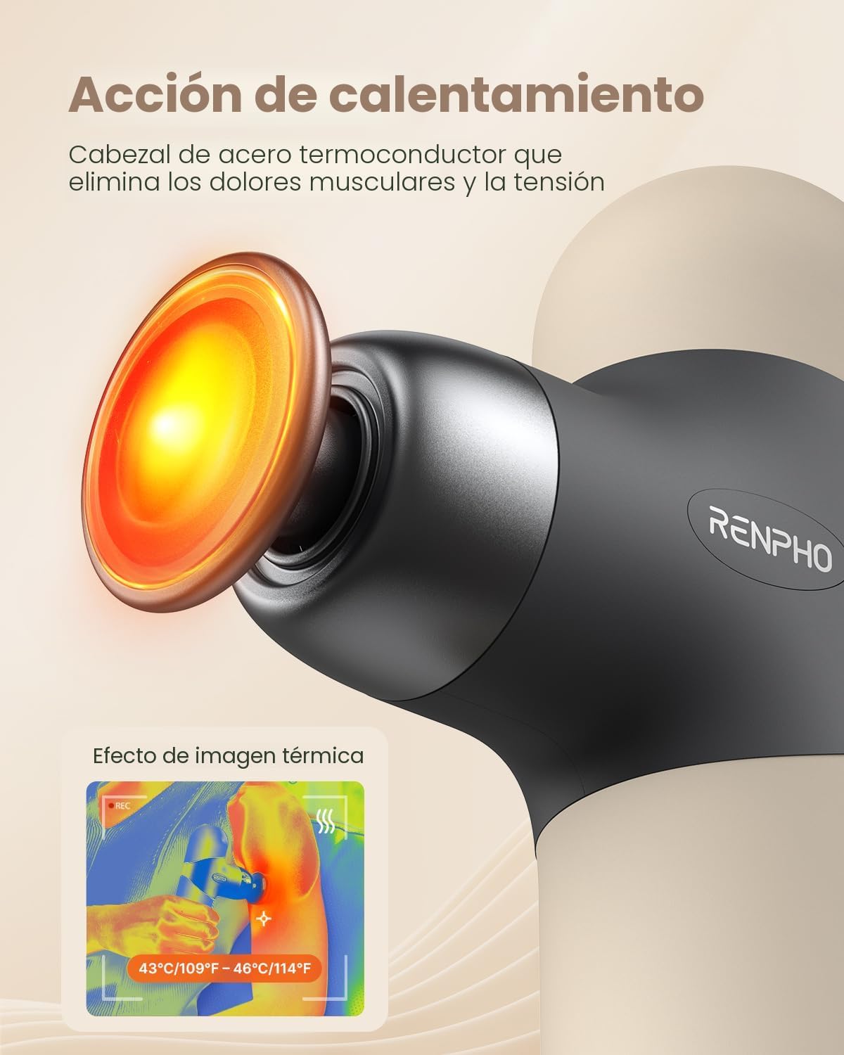 RENPHO Mini pistola de masaje térmico con calor, masajeador portáti...