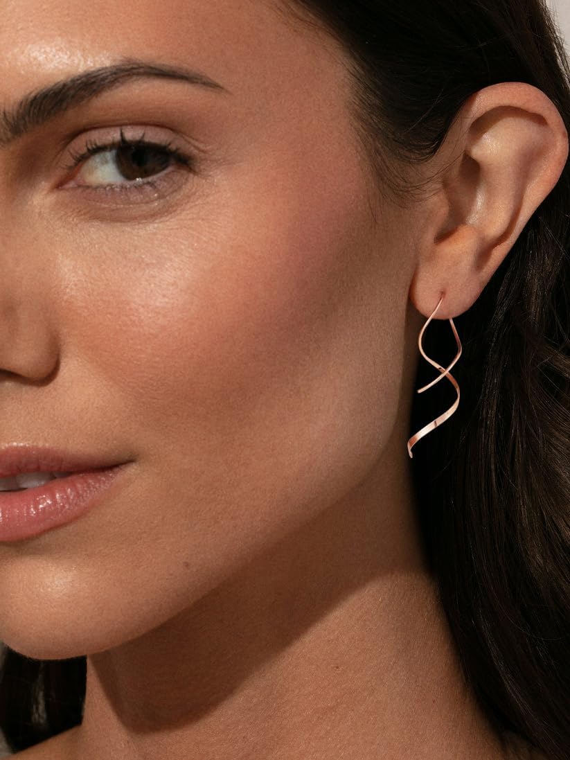Bvuem Aretes Colgantes Chapados en Oro de 14K\/Plata de Ley, Joyerí...