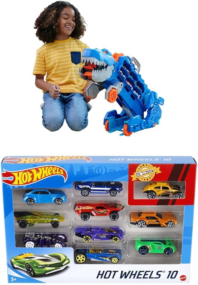 Paquete de Hot Wheels City Track Set, Ultimate T-Rex Transporter, H...