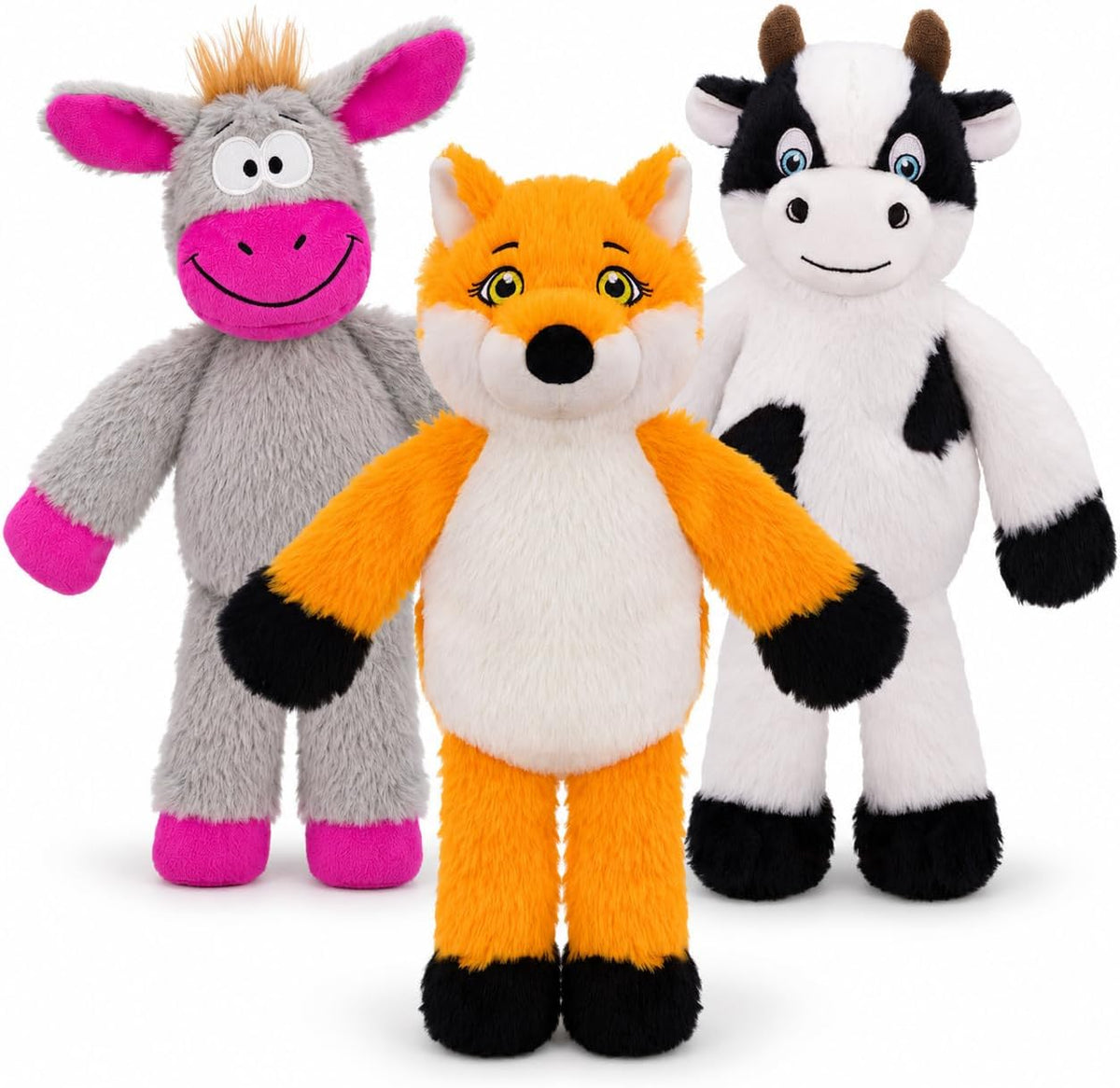 Paquete de 3 juguetes chirriantes para perros sin relleno, felpa co...