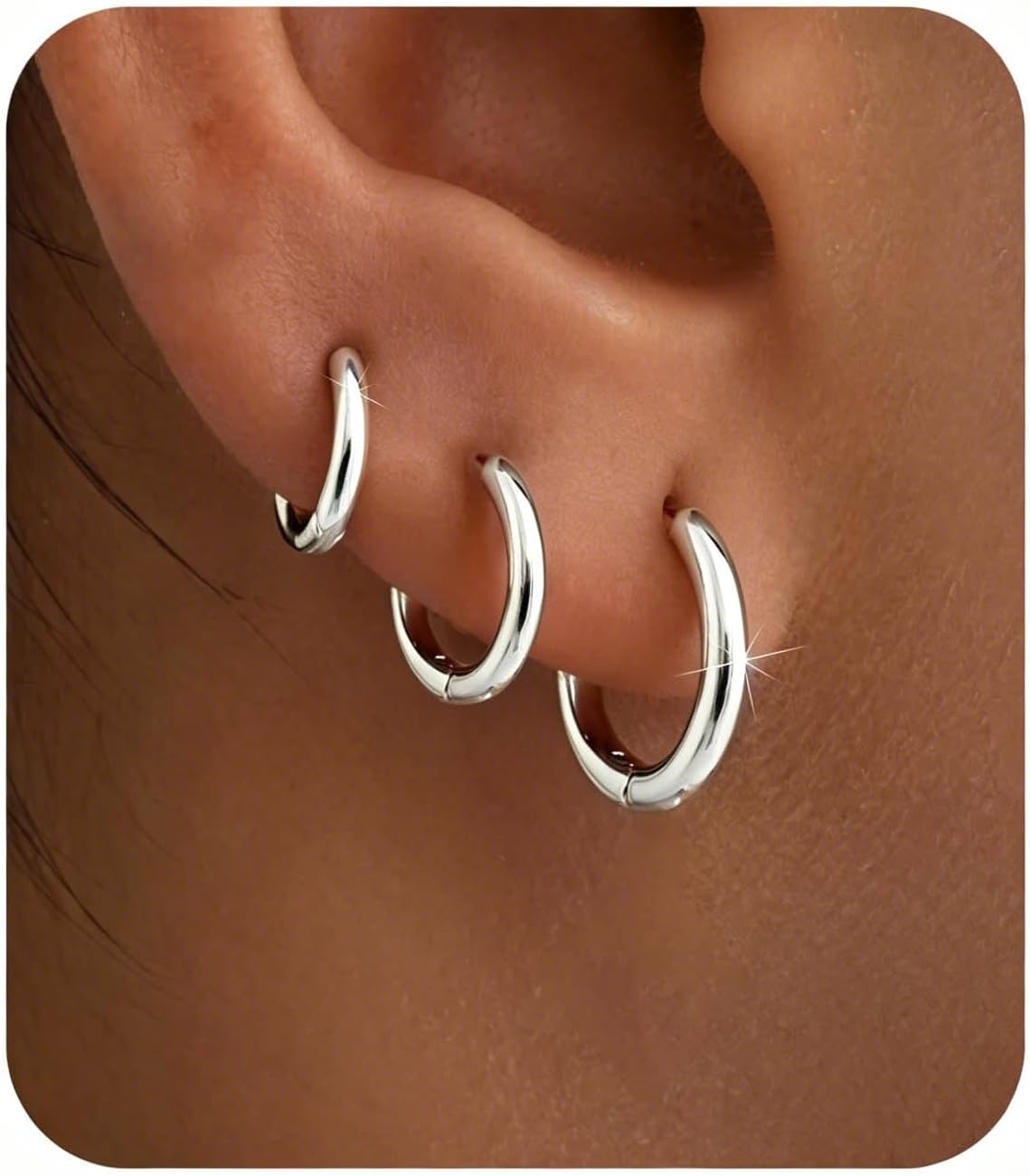 Juego de 3 pares de aretes de aro de oro para mujer, joyería de mod...