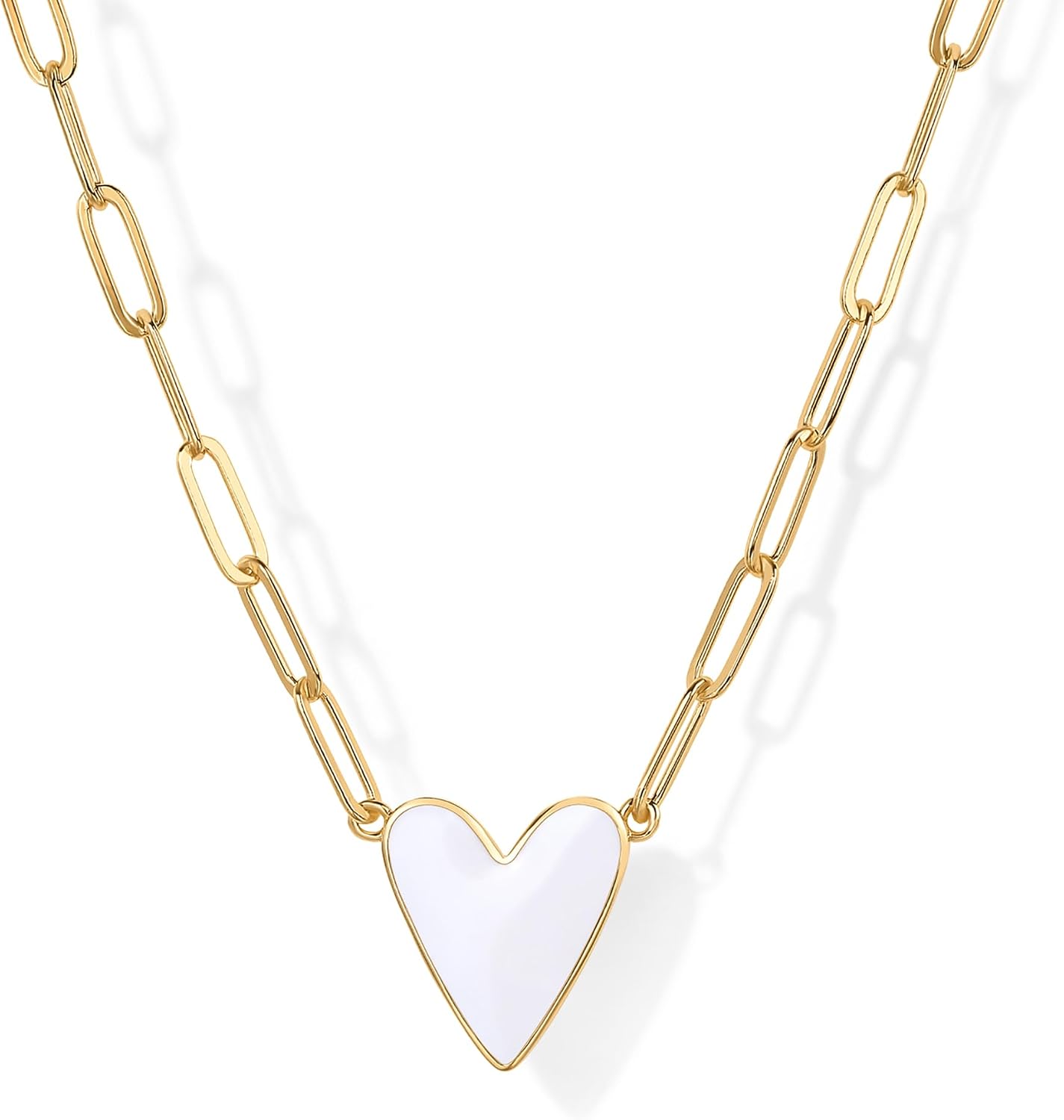 PAVOI - Collar con colgante de corazón esmaltado chapado en oro de...