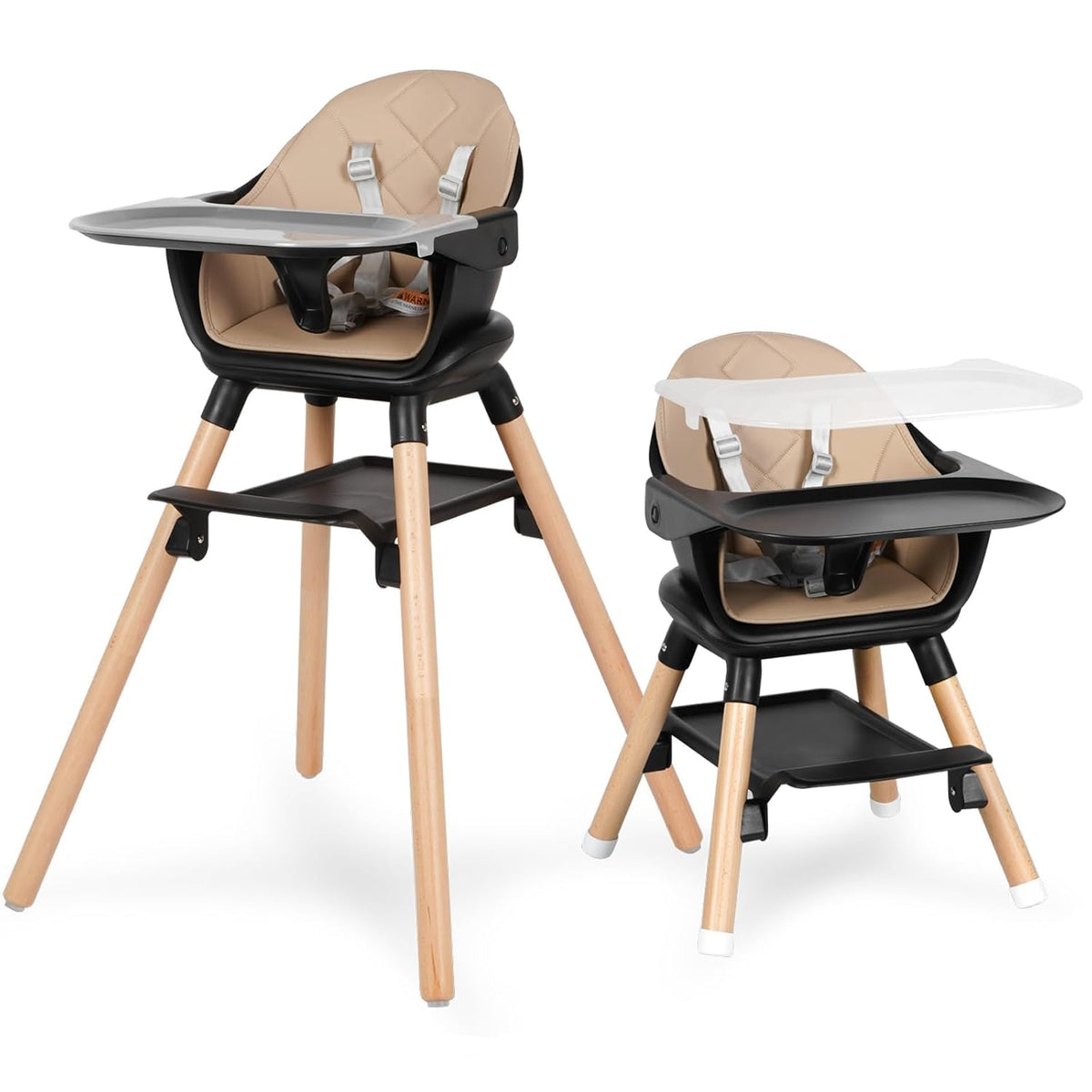 Silla alta para bebé 6 en 1, sillas altas convertibles de madera, c...