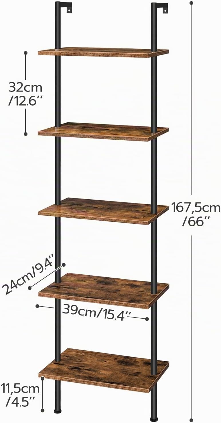 HOOBRO Estantería de escalera DIY, estantería de 5 niveles montada...