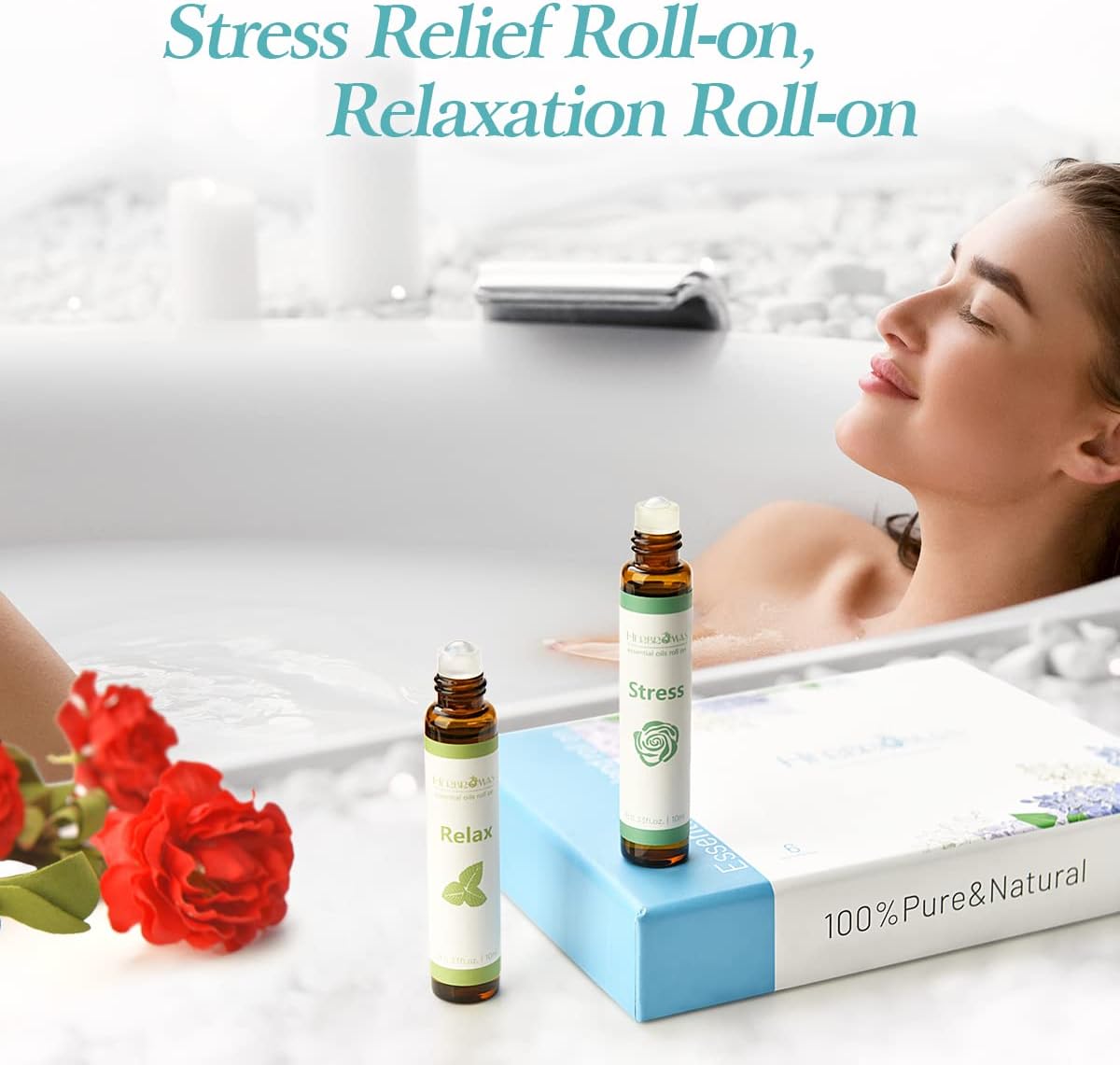 HERBROMAS Juego de Aceites Esenciales de Aromaterapia Roll On, Mezc...