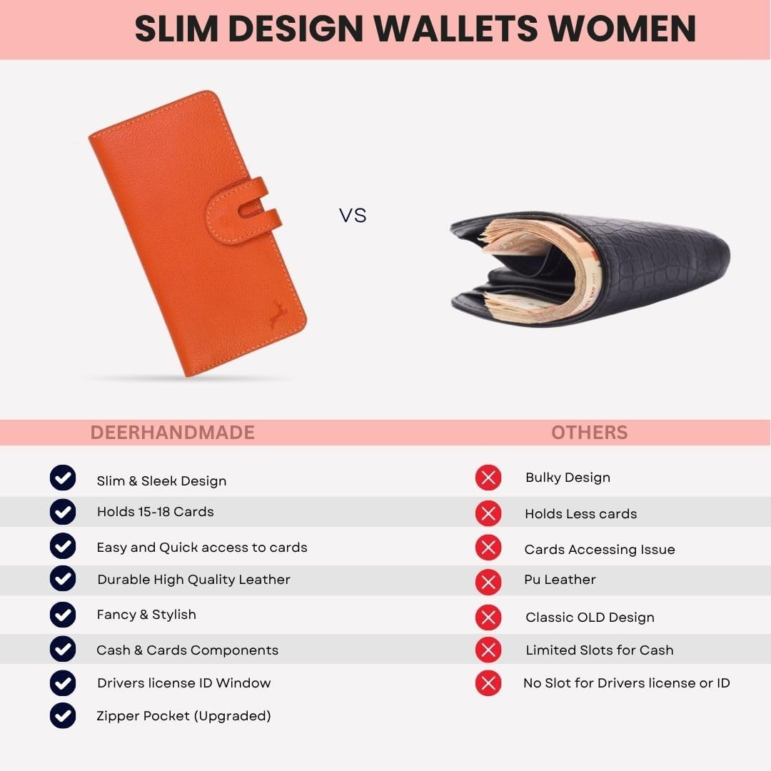 DEERHANDMADE Cartera larga para hombres y mujeres \u2013 Cartera oc...