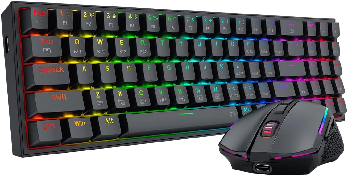 Redragon S136 Combo de teclado y mouse para videojuegos, teclado me...
